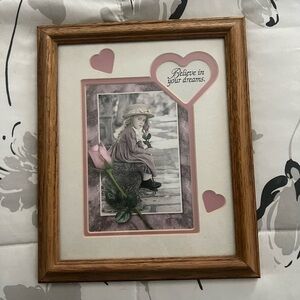 Wooden Frame with Pink Accents